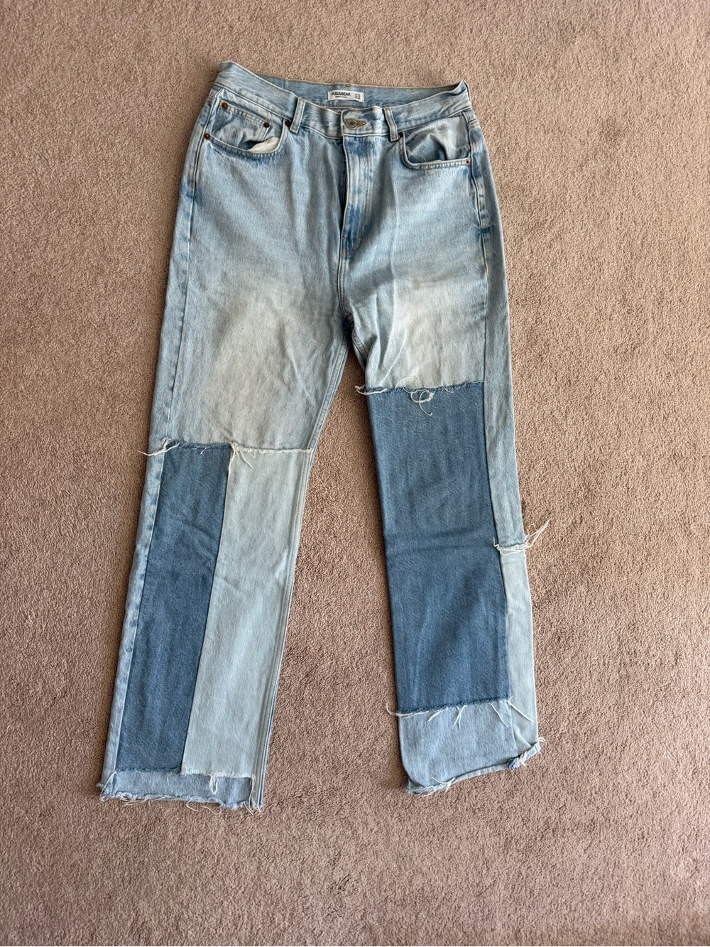 Women’s Two-Tone Patchwork Light Blue Jeans